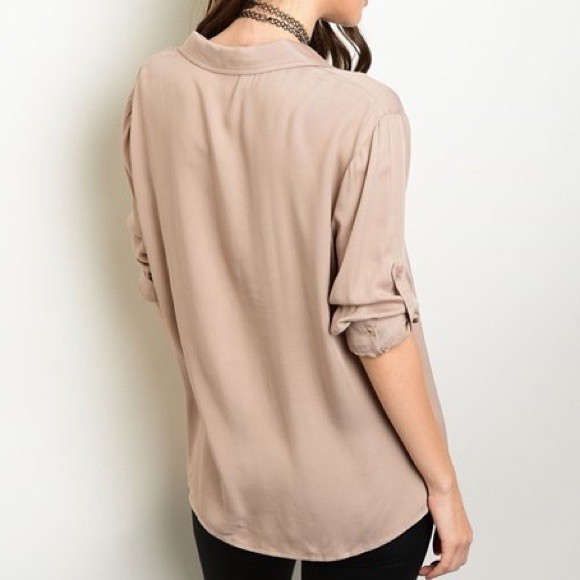 3 for $20 🚨Beige Lace up Top - Picture 3 of 5