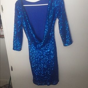 Sparkly sequence electric blue New Years dress