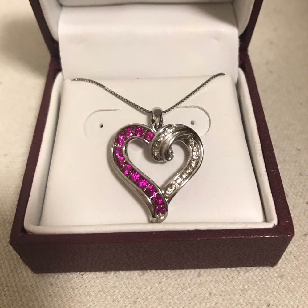 Helzberg Diamond Pink Sapphire & Diamond Pendant