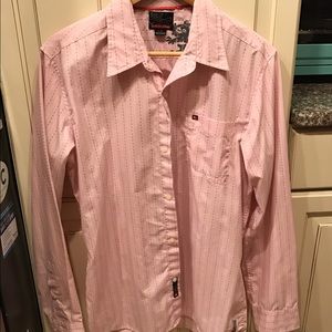 Quiksilver Men's Shirt Large Pink Button Down Long