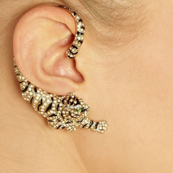 NEW Roberto Cavalli gold tiger cuff earring