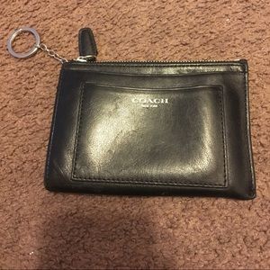 Coach Black leather zip credit card wallet