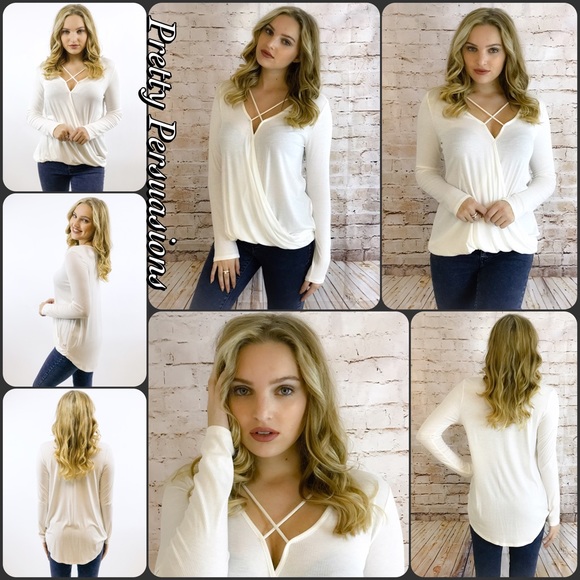 LAST ONE‼️ Long Sleeve Draped Strappy Jersey Top - Picture 4 of 4