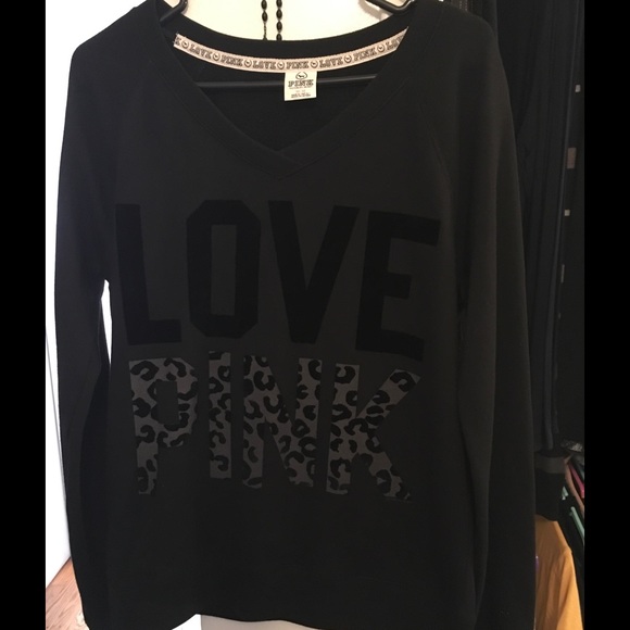 Victoria Secret Pink Leopard Black Sweatshirt