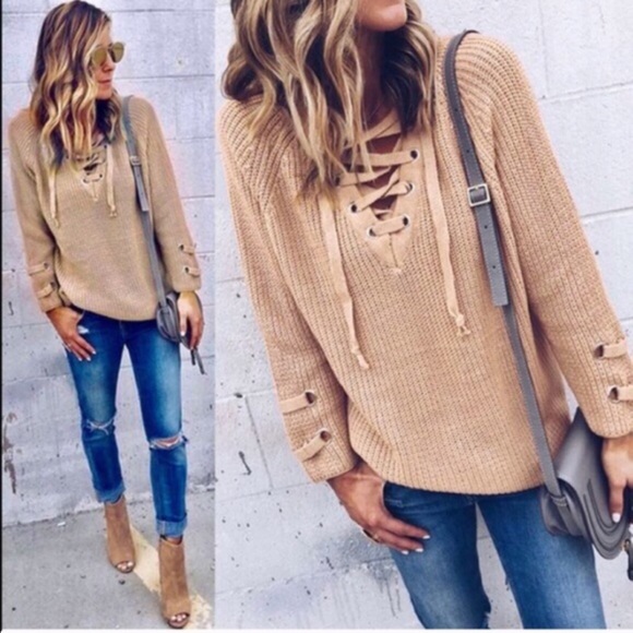 🆕ALIA solid sweater tunic top - BEIGE - Picture 3 of 4