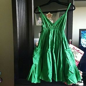 Green Cotton dress w/pockets
