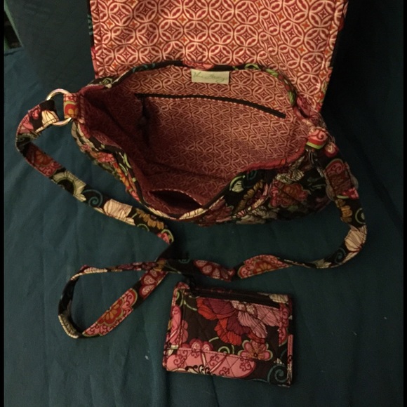 VERA BRADLEY SADDLE BAG + Wallet Floral Pink - Picture 3 of 4