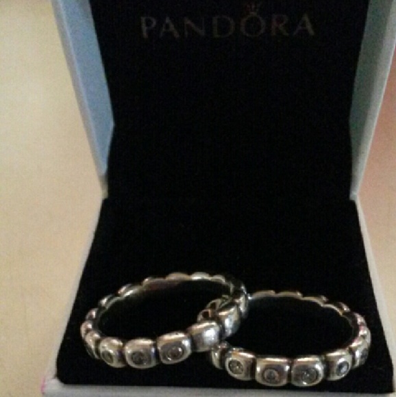 2 Pandora silver  stackable rings