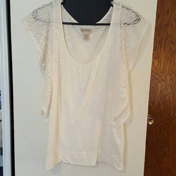 Lucky Brand Flutter Sleeve Cream Top
