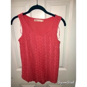 Coral/Pink Crochet Tank Top