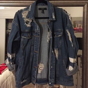 Distressed denim jacket
