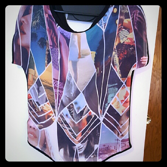 Express Rock & Roll Multi Graphic Back Tee