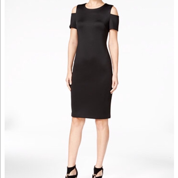Calvin Klein Black Cold Shoulder Sheath Dress NWT