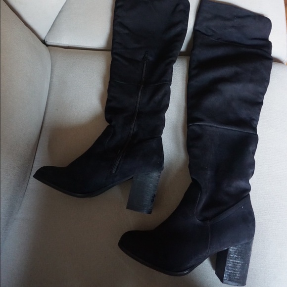 Black Suede Over the Knee Boots