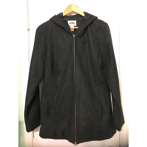 Old Navy Wool Double Zip Hooded Coat