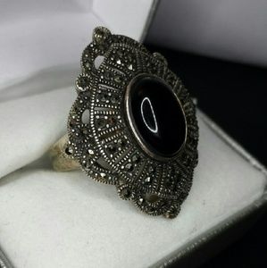 Black stone statement ring