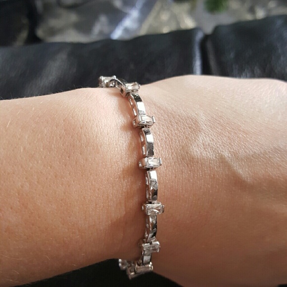 925 silver bracelet with white topaz stones - Picture 1 of 1