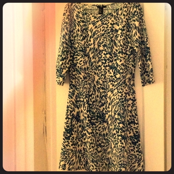 H&M 3/4 sleeve blue animal print dress