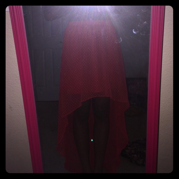 High low polka dotted skirt