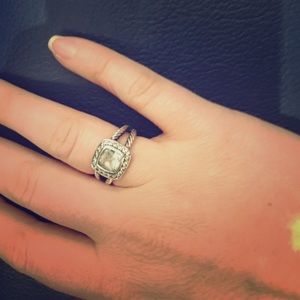 David Yurman petite ring w/ Prasiolite & diamonds