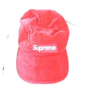 Red, suede supreme hat