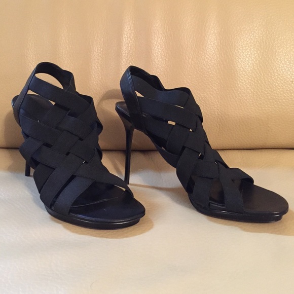 Black elastic sandals size 8 by Donald J Plinter
