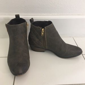Gray faux leather booties