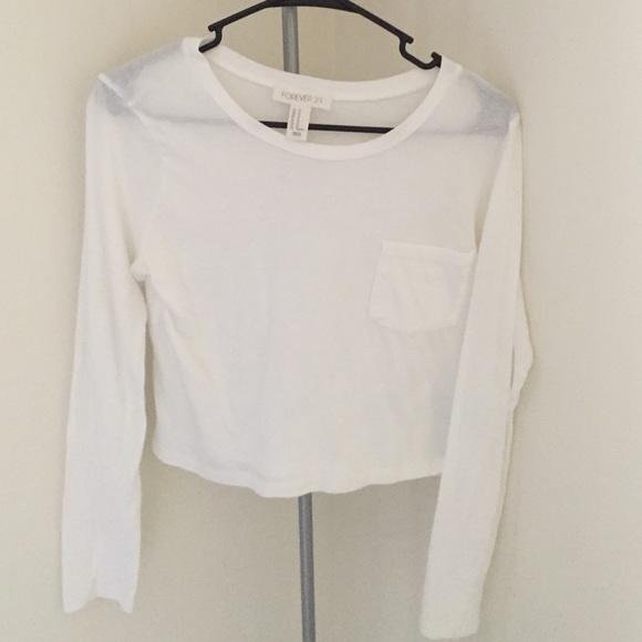 Forever 21 White Long Sleeve Crop Top