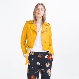 Zara Yellow faux leather jacket