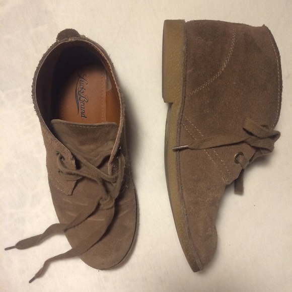 Tan ankle suede booties