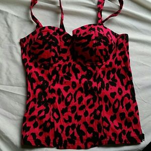 Fuchsia and black cheetah print corset