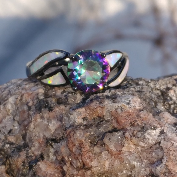 Multicolor Mystic rainbow topaz ring - Picture 4 of 4