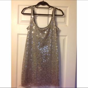 Express gray and silver sequenced dress