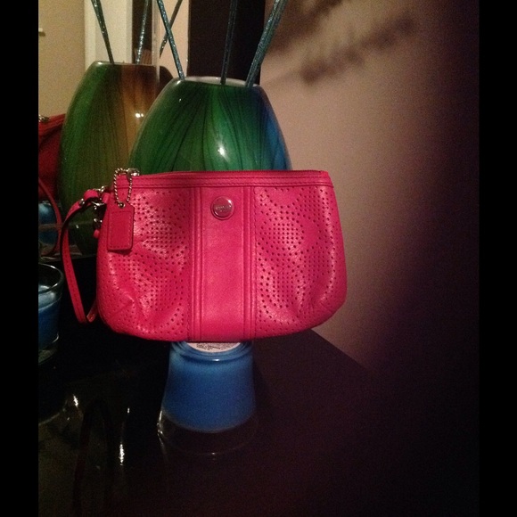 Coach Pink Perforated Wristlet