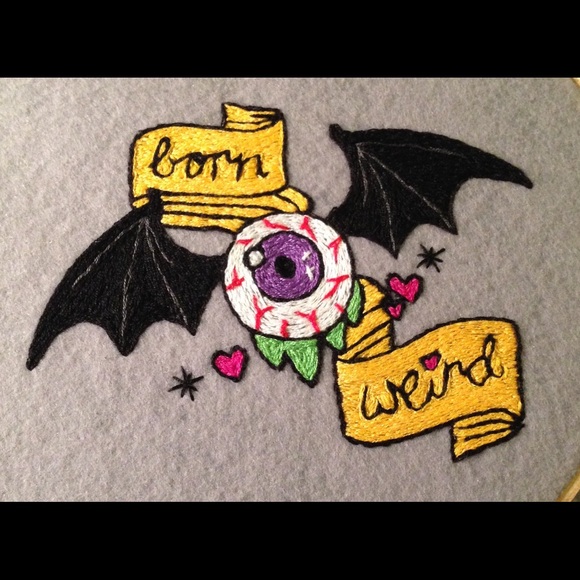 Punk goth embroidery eyeball bat