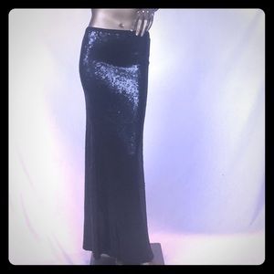 Chan Luu black stretch sequin mermaid skirt
