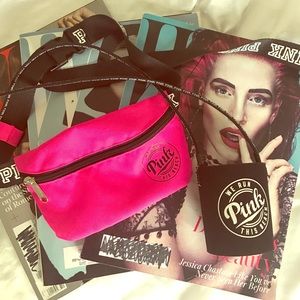 PINK "We Run This Beach" Fanny Pack and Koozie