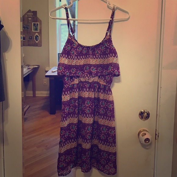 Purple with flowers bohemian dress