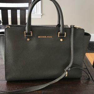 Medium dark olive Michael Kors Selma satchel