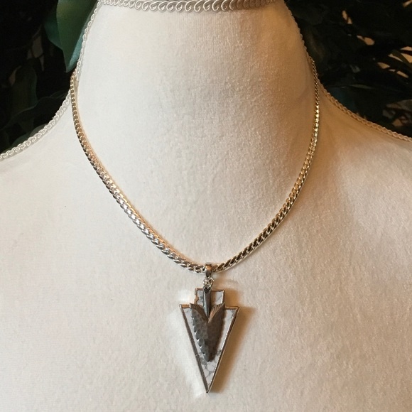 Bit of Heaven Jewelry - White Marble Gold Plated Double Arrowhead Necklace