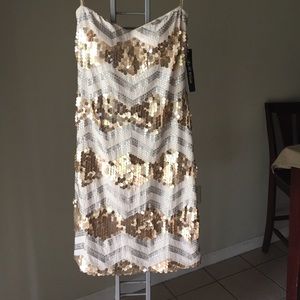 Gold sequins tube mini dress