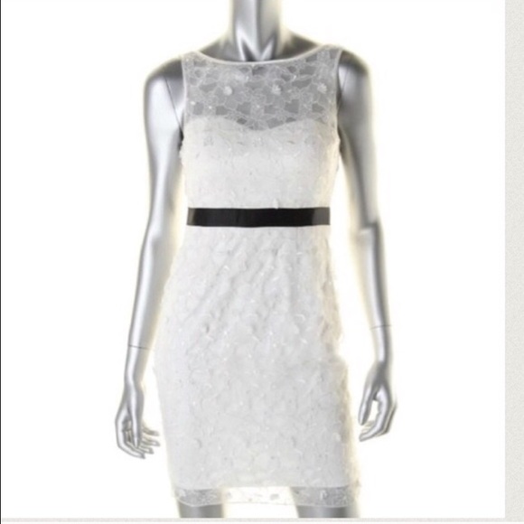 AQUA brand white satin cocktail dress