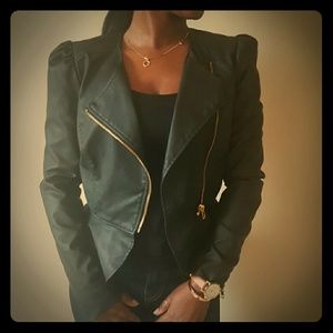 Peplum Faux Leather Jacket