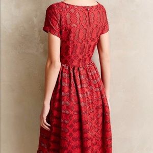 Anthropologie Red Lace Dress 0