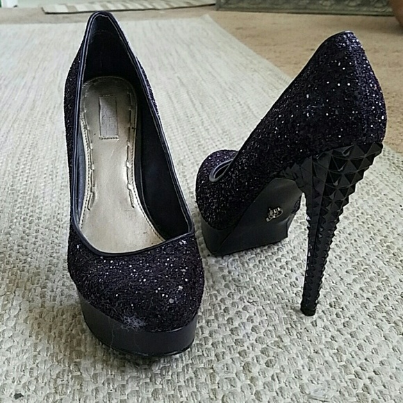 Dark plum studded sparkly pumps