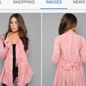 Free People Fringe Cardigan Pink Size Small