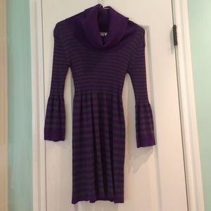 sweater dress purple and gray stripes.