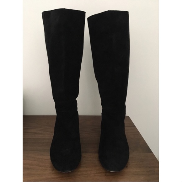Tall suede flat boots