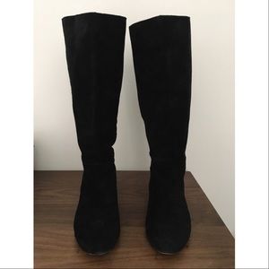 Tall suede flat boots