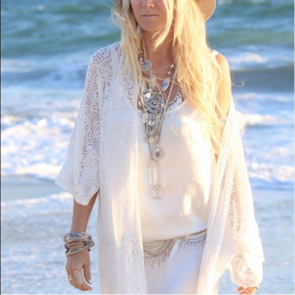 White lace long fringe cardigan!